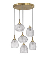 Clear Glass Satin Gold Metal LED E27 6x12 Watt 100-240 Volt IP20 Bulb Excluded D: 53 H: 120 cm