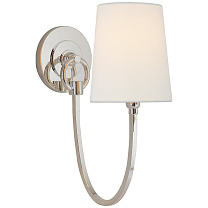 Reed Single Sconce полированный никель с льняным абажуром
