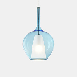 359588 Ideal lux Kalique подвесной светильник с одиночным стеклянным плафоном каплевидной формы голубого оттенка