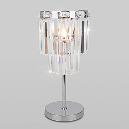 a060647 Eurosvet Elegante настольная лампа с каскадом прямоугольных стеклянных подвесок на круглой подставке