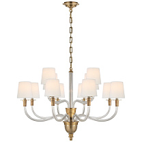 Vivian Large Two-Tier Chandelier полированная старая латунь с льняными абажурами