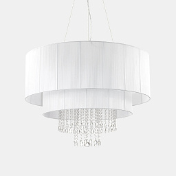 165011 Ideal lux Opera подвесной светильник с текстильным абажуром и хрустальными подвесками