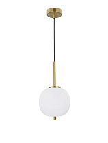 Opal Glass Brass Gold Metal Black Fabric Wire LED E27 1x5 Watt 100-240Volt IP20 Bulb Excluded D: 18.5 H: 120 cm