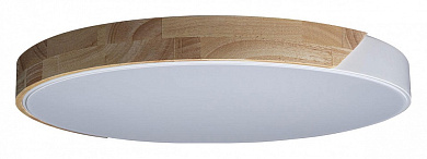 потолочный накладной светильник белый с деревянной вставкой