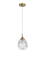 Clear Glass Satin Gold Metal LED E14 1x5 Watt 230 Volt IP20 Bulb Excluded D: 15 H1: 24 H2: 120 cm Adjustable height