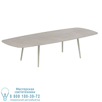 НИЗКИЙ ОБЕДЕННЫЙ СТОЛ STYLETTO 300X120CM, АЛЮМИНИЕВЫЕ НОЖКИ, ГРИБНАЯ КЕРАМИЧЕСКАЯ СТОЛЕШНИЦА CEMENTO LUMINOSO Royal Botania