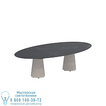 СТОЛ CONIX ELLIPSE 250X130 CM НИЗКИЕ ОБЕДЕННЫЕ НОЖКИ БЕТОН ЦЕМЕНТ СЕРЫЙ - СТОЛЕШНИЦА CERAMIC NERO MARQUINA Royal Botania