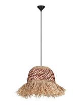Natural Water Hyacinth & Raffia Natural & Red Rope Sandy Black Steel Base LED E27 1x12Watt 100-240Volt IP20 Bulb Excluded D:42 H:230 cm