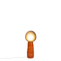Kokeshi Small, дымчато-серое матированное стекло, терракотовое керамическое основание