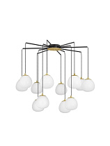 Glossy Opal Glass Gold & Matt Black Metal LED G9 12x5 Watt 100-240Volt IP20 Bulb Excluded D: 75 H: 70 cm