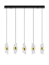 Platinum Gold Metal, Sandy Black Base & Clear Structured Acrylic LED 41 Watt 220-240 Volt 2888Lm 3000K IP20 L:82 W: 7.5 H:150cm