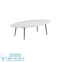 НИЗКИЙ ОБЕДЕННЫЙ СТОЛ STYLETTO 250X130CM, АЛЮМИНИЕВЫЕ НОЖКИ, БРОНЗОВАЯ КЕРАМИЧЕСКАЯ СТОЛЕШНИЦА BIANCO STATUARIO Royal Botania