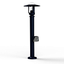 Newpark N° 5; Clear glass E27 105W Plug; Steel blue