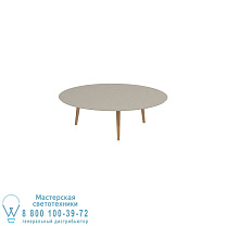СТОЛ STYLETTO HIGH LOUNGE Ø 160CM НОЖКИ ИЗ ТИКА КЕРАМИЧЕСКАЯ ВЕРХНЯЯ СЕРАЯ ЖЕМЧУЖИНА Royal Botania
