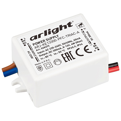 028275 Arlight LED драйвер ARJ-KE13300-PFC-TRIAC-A (4W, 300mA)