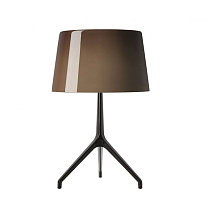 Lumi&egrave;re XXS - Lampe de table/Pied chromé ; abat-jour marron