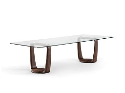 Обеденный стол Saddle Porada прямоугольный со стеклянной столешницей SADDLE-RETTANGOLARE-220X120-L0N0AC-C0K0BJ