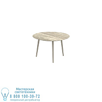STYLETTO STANDARD ОБЕДЕННЫЙ СТОЛ Ø 120 СМ, АЛЮМИНИЕВЫЕ НОЖКИ, ПЕСОЧНАЯ КЕРАМИЧЕСКАЯ СТОЛЕШНЯ, ТРАВЕРТИНО Royal Botania