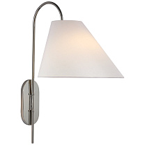 Kinsley Large Articulating Wall Light полированный никель с льняным абажуром