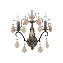 Бра Favourite Albero 1763-2W — двухрожковое бра с деревянными подвесками-листьями на сером каркасе