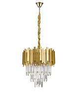 Gold Metal & Crystal LED E14 4x5 Watt 100-240 Volt IP20 Bulb Excluded D: 40 H: 120 cm Crystals: 18cm: 36pcs 15cm: 36pcs