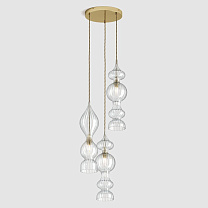 Spindle Pendant - Polished Brass, 3 Drop Cluster латунь