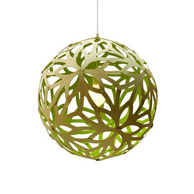 317 Floral David Trubridge Сферический подвесной светильник из фанеры зелёного цвета Ø40