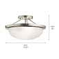 Ritson 2 Light Semi Flush with Satin Etched Glass Brushed Nickel потолочный светильник 52396NI Kichler — фото 2