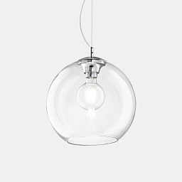 052816 Ideal lux Nemo подвесной светильник с увеличенным стеклянным шаром и хромированной фурнитурой