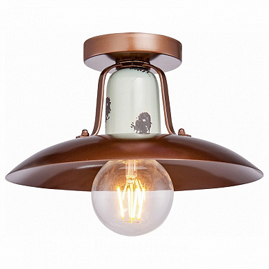 потолочный светильник с металлическим корпусом и видимым источником света в ретро-стиле