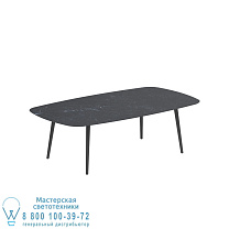 НИЗКИЙ ОБЕДЕННЫЙ СТОЛ STYLETTO 220x120CM, АЛЮМИНИЕВЫЕ НОЖКИ, АНТРАЦИТОВАЯ КЕРАМИЧЕСКАЯ СТОЛЕШНИЦА NERO MARQUINA Royal Botania