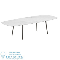STYLETTO СТАНДАРТНЫЙ ОБЕДЕННЫЙ СТОЛ 300X120CM АЛЮМИНИЕВЫЕ НОЖКИ БРОНЗОВАЯ КЕРАМИЧЕСКАЯ СТОЛЕШНИЦА BIANCO STATUARIO Royal Botania