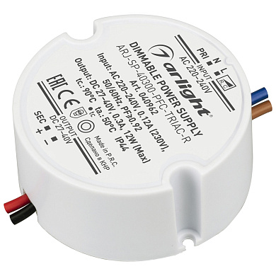 040962 Arlight LED драйвер ARJ-SP-40300-PFC-TRIAC-R (12W, 27-40V, 300mA)
