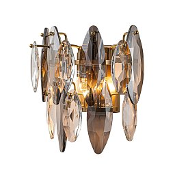 Бра Favourite Glans 4303-2W — настенное бра на две лампы с дымчатыми хрустальными лепестками