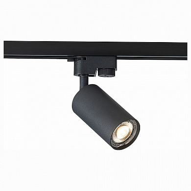 трековый светильник чёрного цвета с поворотным корпусом для однофазного шинопровода