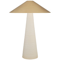 Miramar Table Lamp пористый белый с абажуром из антично-патинированной латуни