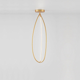 1555010APP Artemide Arrival потолочный светильник с овальной рамой и встроенным светодиодным контуром золотого цвета