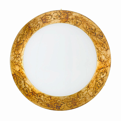 потолочный светильник с круглым плафоном и золотым орнаментом