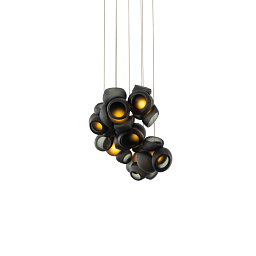 100.7 GREY NICKEL Bocci 100 подвесной светильник с серыми стеклянными шарами на тонких подвесах