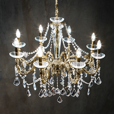 Kolarz CONTARINI CRYSTAL 1299.88.4.SpT люстра состаренная латунь ø85cm высота 76cm мин. высота 99cm макс. высота 144cm 8 ламп e14