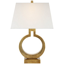 Ring Form Small Table Lamp антично-патинированная латунь с льняным абажуром