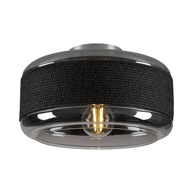 подвесной светильник с затемненным стеклянным абажуром черного цвета