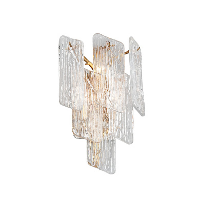 настенное бра с декоративными элементами из фактурного стекла и металлическим основанием