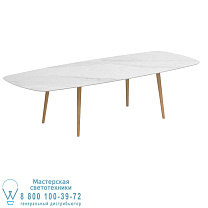 STYLETTO СТАНДАРТНЫЙ ОБЕДЕННЫЙ СТОЛ 300X120CM НА НОЖКАХ ТИКА КЕРАМИЧЕСКАЯ СТОЛЕШНИЦА BIANCO STATUARIO Royal Botania
