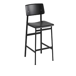 LOFBARN01021 Muuto Loft барный стул черный с прямоугольной спинкой 75 см