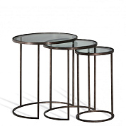 Salvatore Nest of Tables Burnt Silver with Clear Glass tops Porta Romana