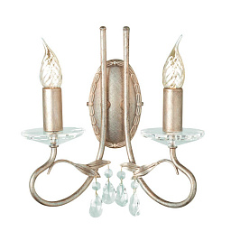 CRT2-SILVER-GOLD Elstead Christina двухрожковое настенное бра классического стиля с декоративными подвесками и стеклянными тарелками