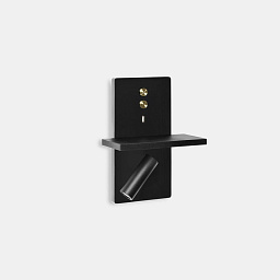 настенный светильник с черной полкой и USB-портом