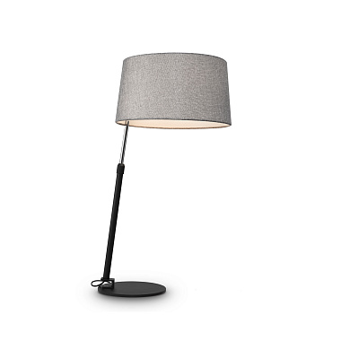 настольная лампа с тканевым абажуром и черной стойкой