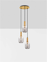 Brass Gold Metal Base & Smokey Glass LED E27 3x12Watt 100-240Volt IP20 Bulb Excluded D:36 H:150 cm
